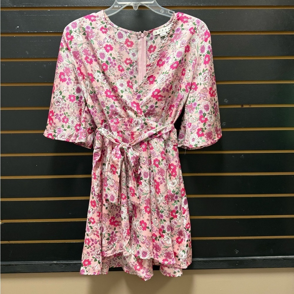 HYFVE Pink Floral Belted Romper Size L